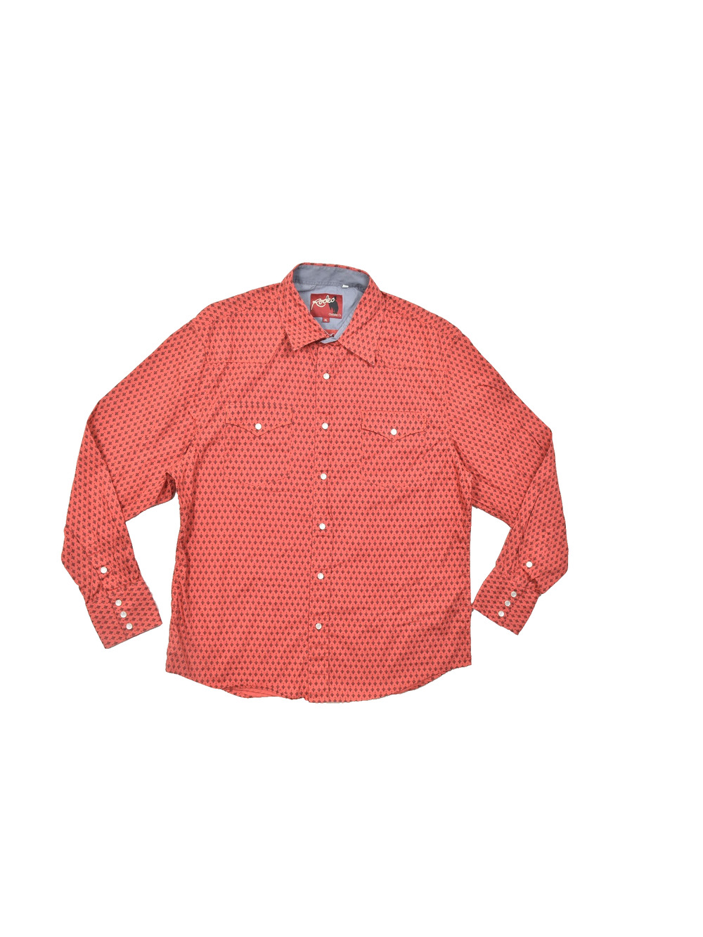 Rodeo Clothing Co Men's XL Red Western Pearl Snap Long Sleeve Cotton Patterned S